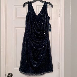 Navy sequined evening dress